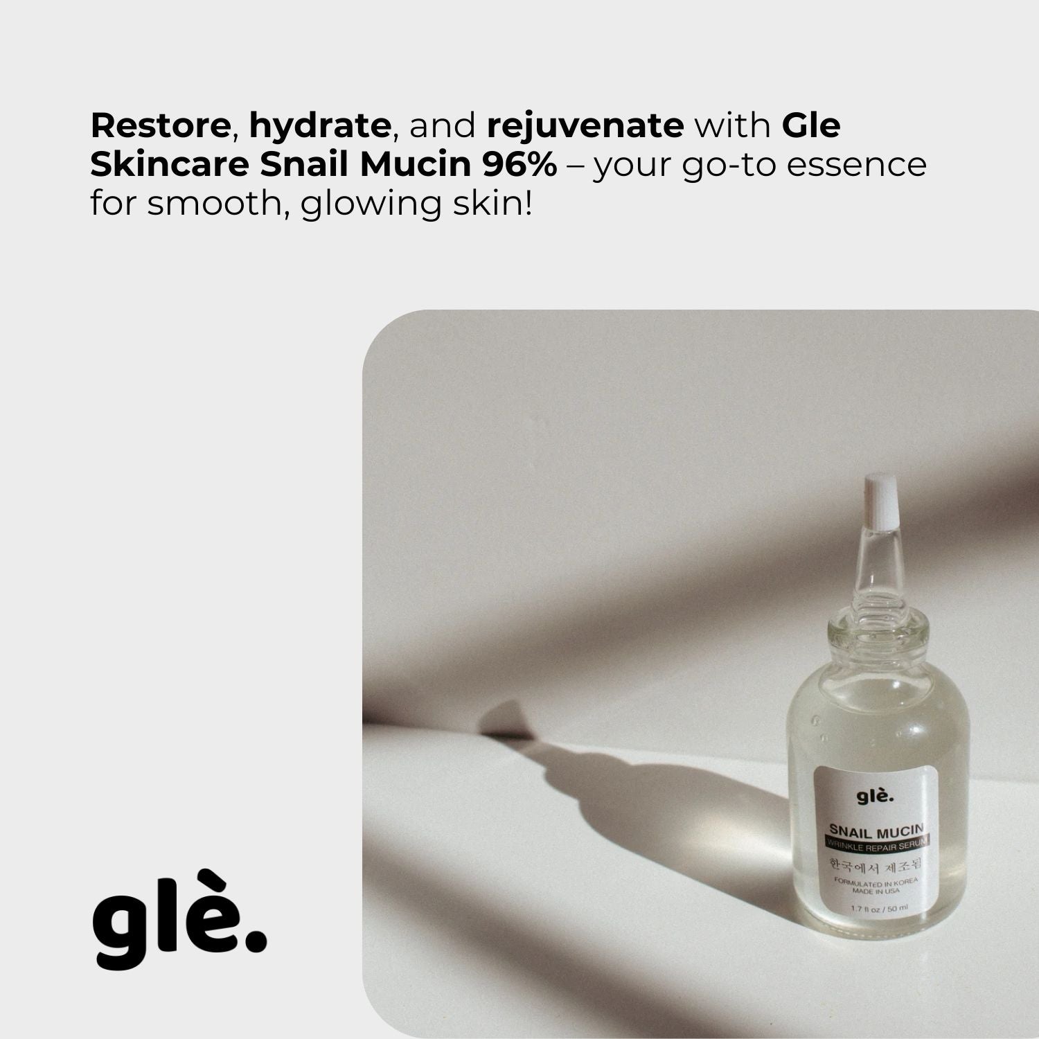 Glé Snail Mucin 96 Wrinkle Defying Serum