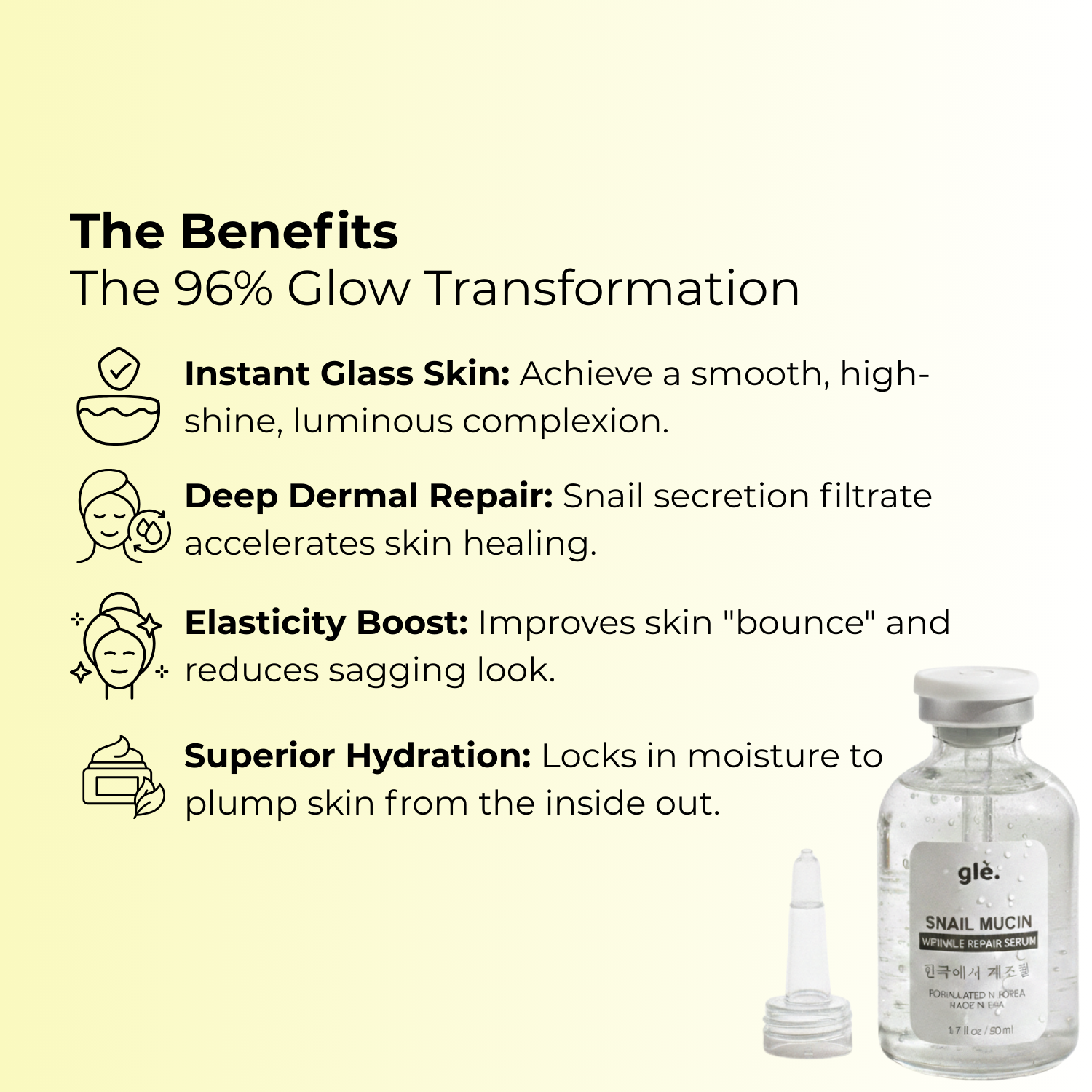 Glé Snail Mucin 96 Wrinkle Defying Serum