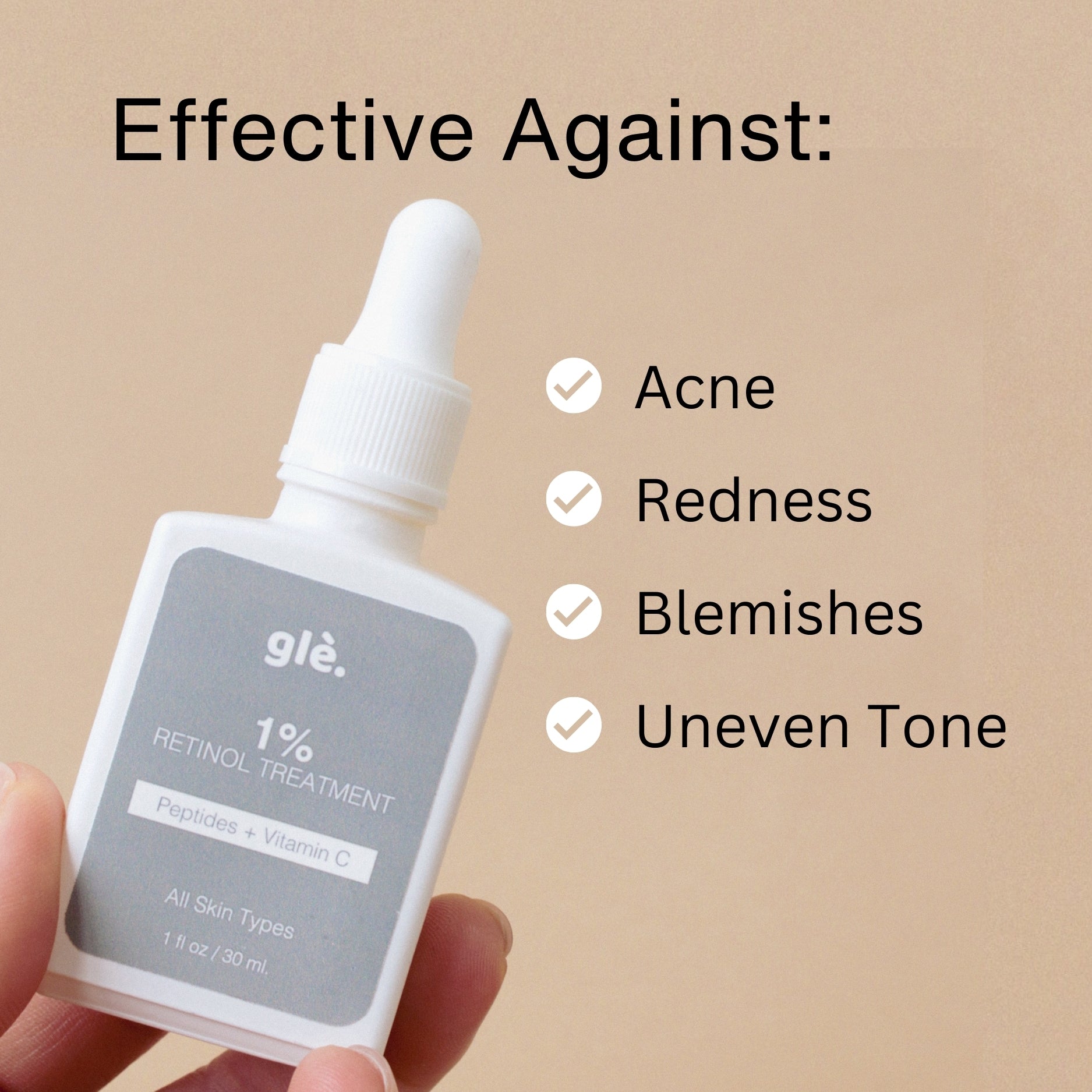 Glè Facial Serum 1% Retinol Treatment with Peptides