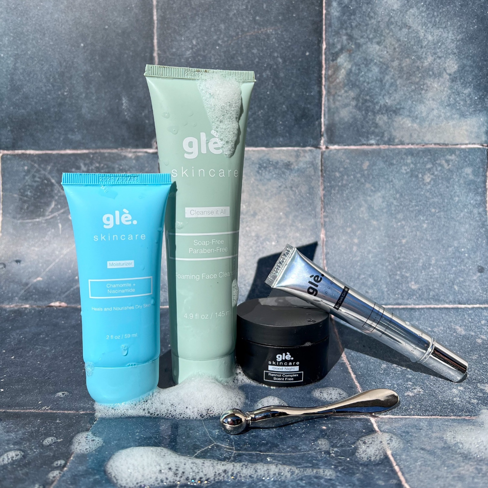 Gle Skincare Anti-Aging Vault - Eye Serum, Face Cleaner, Moisturizer with Niacinamide and Night Cream with Retinol